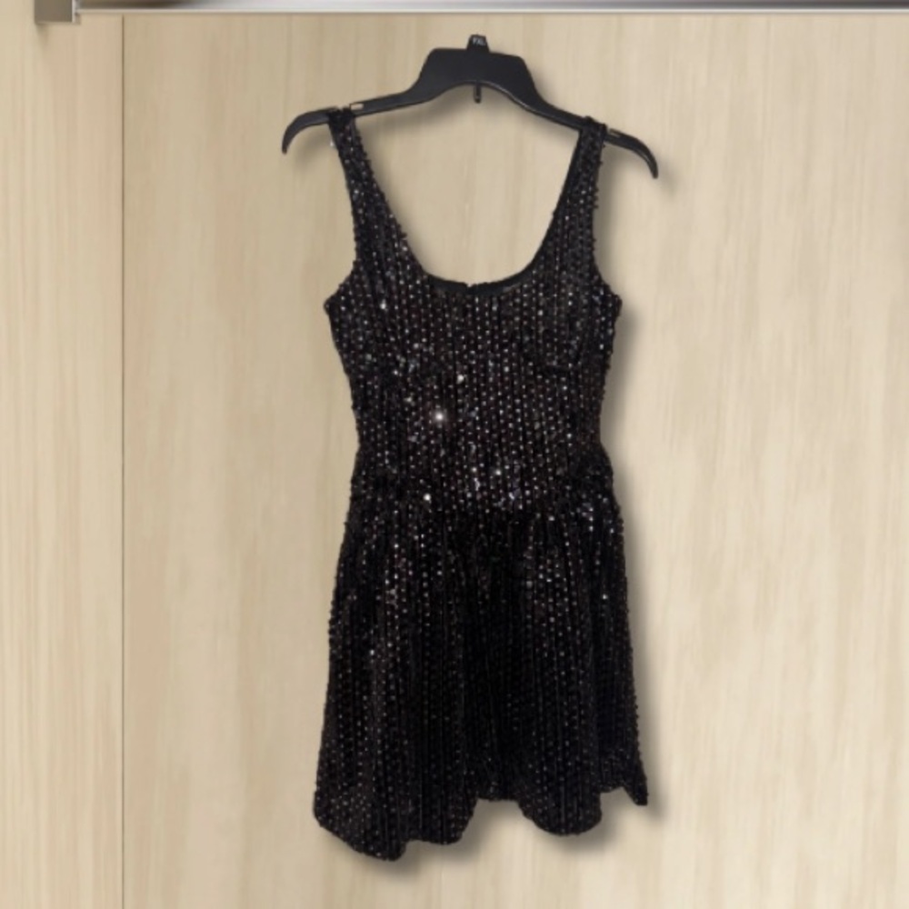 Black Sequin Mini Dress